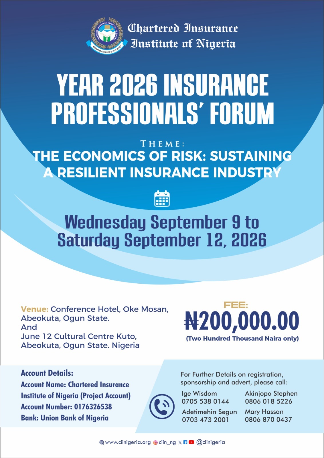 YEAR 2026 INSURANCE PROFESSIONALS' FORUM